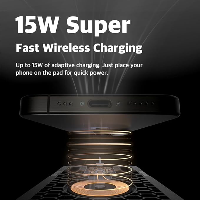 POUT H3 Split Wireless Charging Mouse Pad – Fast Qi Charger with Magnetic Attachment – Smooth Surface &amp Anti-Slip Base – Compatible with Smartphones and Earbuds (Latte Cream)
