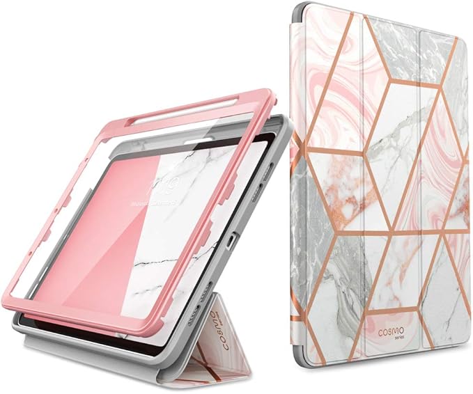i-Blason Cosmo Case for iPad Air 5th Generation/4th Generation 10.9 (2022/2020) Full-Body Trifold with Built-in Screen Protector Protective Smart Cover with Auto Sleep/Wake &amp Pencil Holder (Marbl
