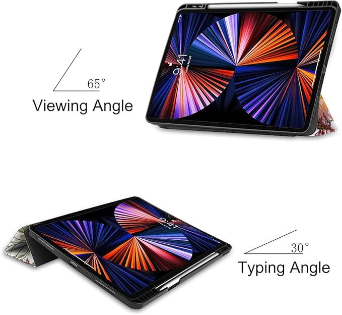 DONGKE Case for iPad Pro 11 inch (4th 3rd 2nd &amp 1st Gen) 2022 2021 2020 2018 Trifold Stand + Pencil Holder + Auto Wake/Sleep + Soft TPU Protective Stand Back Cover Floral