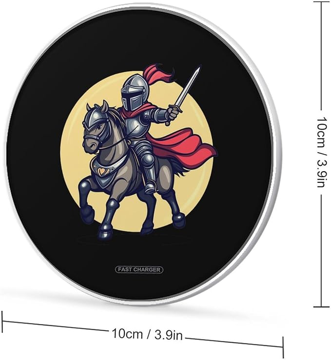 Knights-Horse Sword Helmet Wireless Charger Anti-Slip Wireless Charging Pad Slim Charger Mat for Men Women