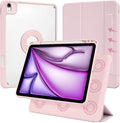 Case for iPad Air 11 Inch M4/M3/M2 2026/2025/2024 iPad Air 10.9 5th/4th Gen. 2022/2020 iPad Pro 11 4th/3rd/2nd 2022/2021/2020 with Pencil Holder Vertical Stand Detachable Magnetic Pink