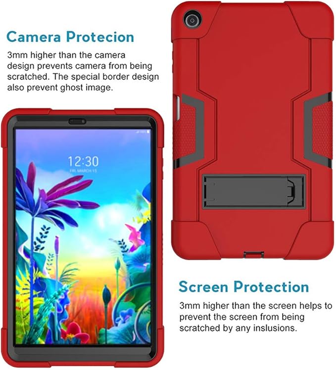 Generic Mignova Case for LG G Pad 5 10.1 inch Tablet Hybrid Kids Friendly Shockproof Case with Tempered Glass Screen Protector (Red)