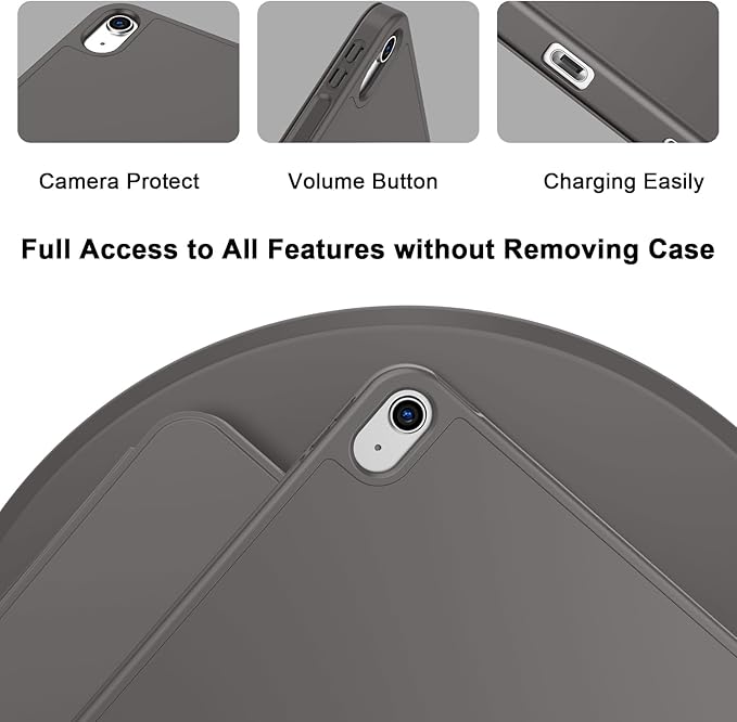 Case for iPad (A16) 11 Inch 2025/iPad 10th Generation 10.9 Inch 2022 Slim Trifold Stand Protective Cover with Pencil Holder and Soft TPU BackSupport Auto Sleep/Wake (Space Gray)