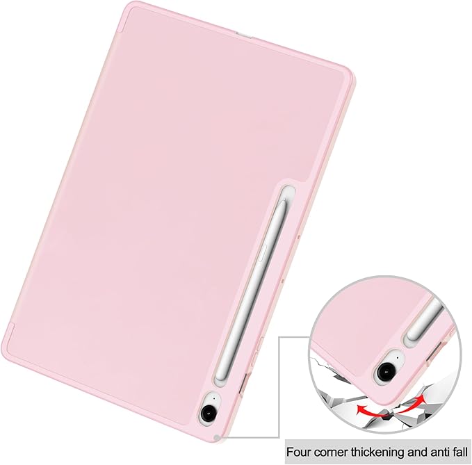 for Galaxy Tab S10 FE Plus Case 13.1 Inch 2025 (Model: SM-X620/SM-X626B) Trifold Stand Cover with S Pen Holder [Auto Wake/Sleep] PU Leather + Soft TPU Back Shell for Tab S10 FE+ 13.1Pink