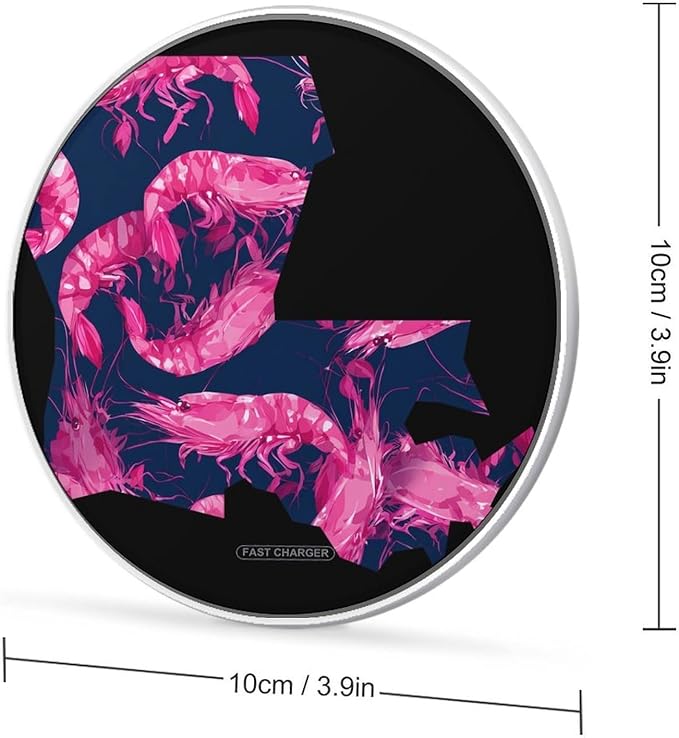 Louisiana Map Shrimp Fast Portable Charger 10W Funny Graphic Phone Charging Pad with USB Cable