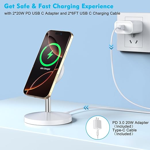 Magnetic Wireless Charger iPhone Charger Stand Stand Magnetic Pad2Pack Fast Magnet Charging Station for iPhone 16 ProMax/16 Plus/15/14/13/12 Apple Magnet Wireless Charging Station/AirPods Pro 2/3/4