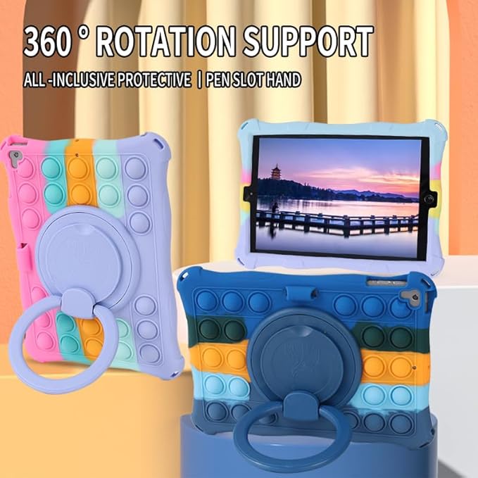 for IPad 9.7 inch Case for Boys Girls iPad 6th 5th Generation Case 2018/2017 iPad Air 1&amp2 Popit Case with 360° Rotatable Stand &amp Shoulder Strap
