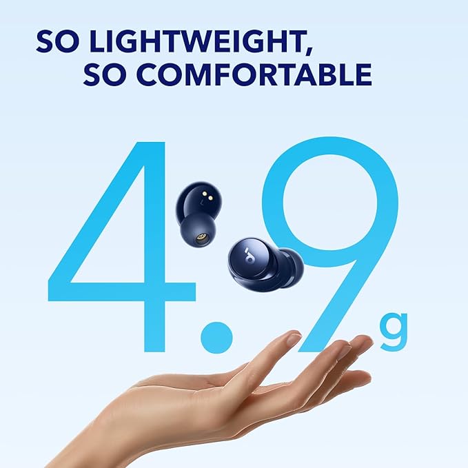 soundcore by Anker Space A40 Auto-Adjustable Active Noise Cancelling Wireless Earbuds Reduce Noise by Up to 98% 50H Playtime Hi-Res Sound Comfortable Fit App Customization Wireless Charge (Blue)