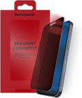 BodyGuardz Red Light Converter Privacy Screen Protector – Passive Red Light Therapy for Face - Promotes Better Sleep Healthier Skin Reduced Eye Strain - Privacy Glass Easy Install (iPhone 14 Pro Ma
