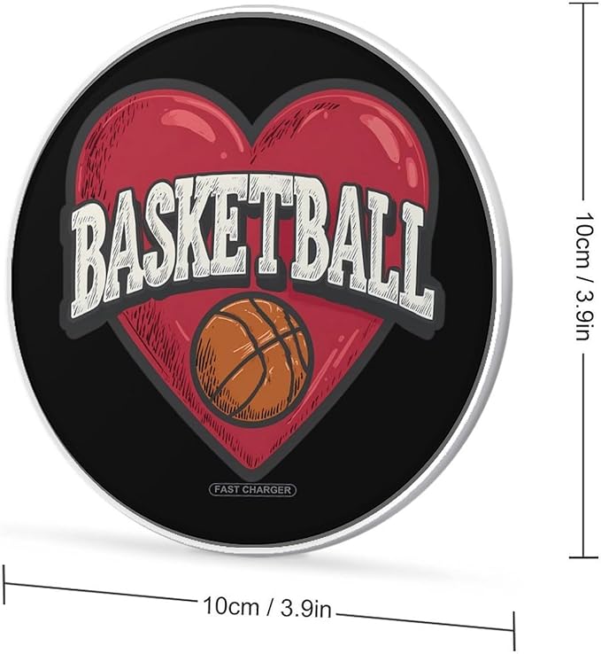 Love Heart Basketball Lover Phone Charger Magnetic Charging Pad Anti-Slip with USB Cable