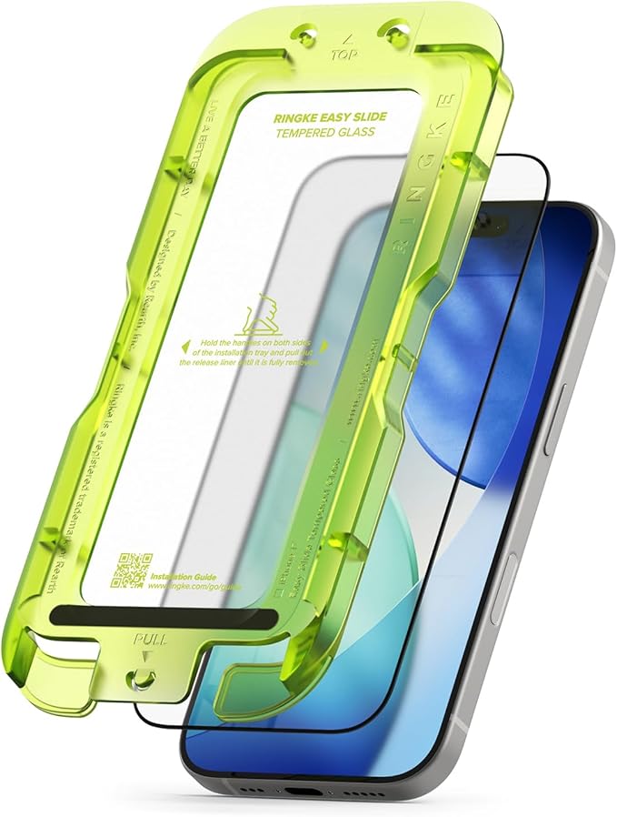 Ringke Easy Slide Tempered Glass for iPhone 17 Screen Protector [Super Easy to Install] Case Friendly Shatterproof Premium 9H Hardness - 2 Pack