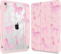 May Chen Case for iPad Air 13 Inch M4 2026 M3 2025 M2 2024 [Built-in Pencil Holder] Shockproof Cover with Clear Transparent Back Shell Auto Sleep/Wake Cover Pink Bows 13