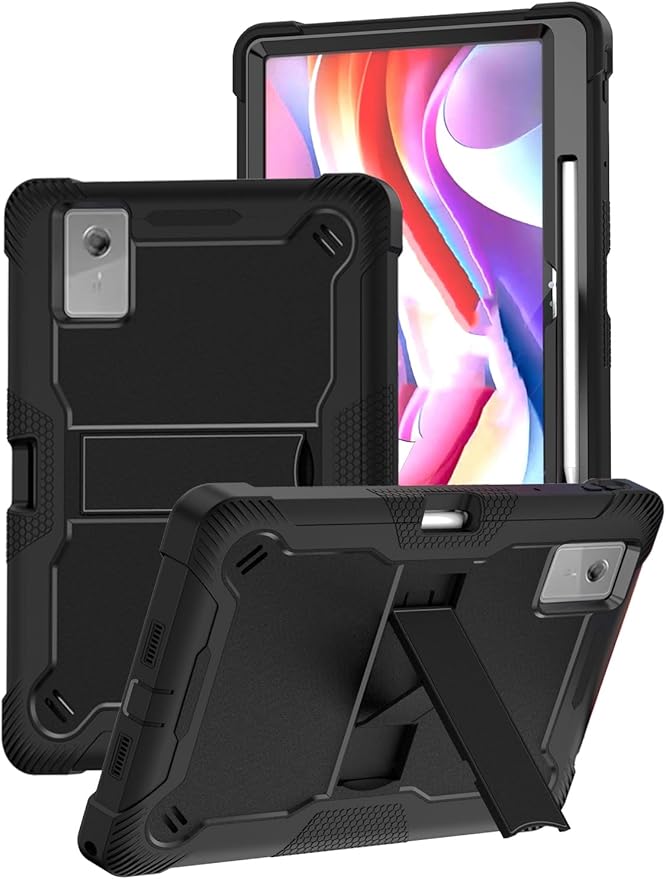 for Lenovo Idea Tab Plus case 12.1 Inch Tablet Shockproof Lightweight Silicone Protective Cover with Stand Child-Friendly Protection Black