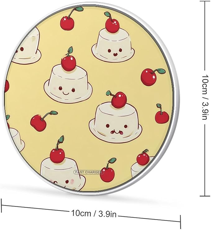 Panna Cotta Cakes with Cherries Phone Charger Magnetic Charging Pad Anti-Slip with USB Cable