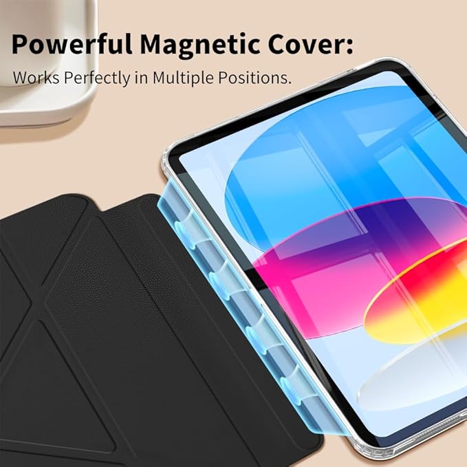 for iPad (A16) 11th/10th Generation Case(2025/2022) - Magnetic Detachable Portrait/Landscape Stand Cover with Hard Shell Back5 Standing AnglesAuto Wake/Sleep Slim &amp LightBlack