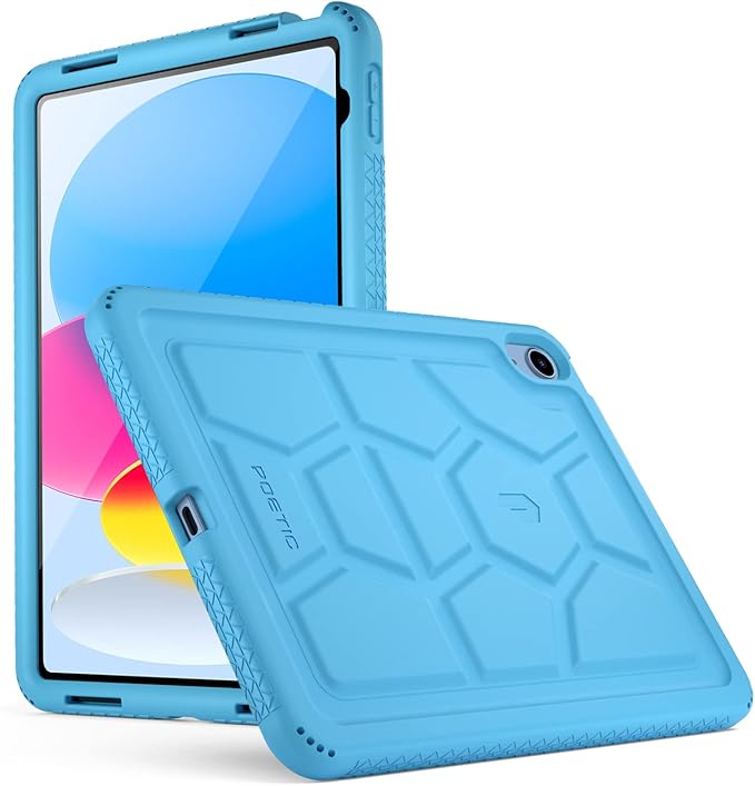 Poetic TurtleSkin case for New iPad (A16) 11th / 10th Generation (2025/2022) Heavy Duty Shockproof Kids Friendly Silicone Case Cover Only Compatible with New iPad 11/10.9 Inch Sky Blue