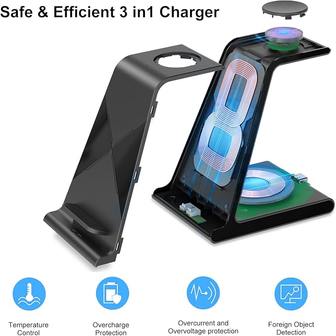 Wireless Charger for Samsung S25 Ultra Charging Station for Galaxy S25/S25 Edge/S24 Ultra/S24+/S24/S23/Note 20/Z Flip 7/Fold 7 for Galaxy Watch 8/8 Classic/Ultra/7/6 Galaxy Buds 2 Pro (No Adapter)