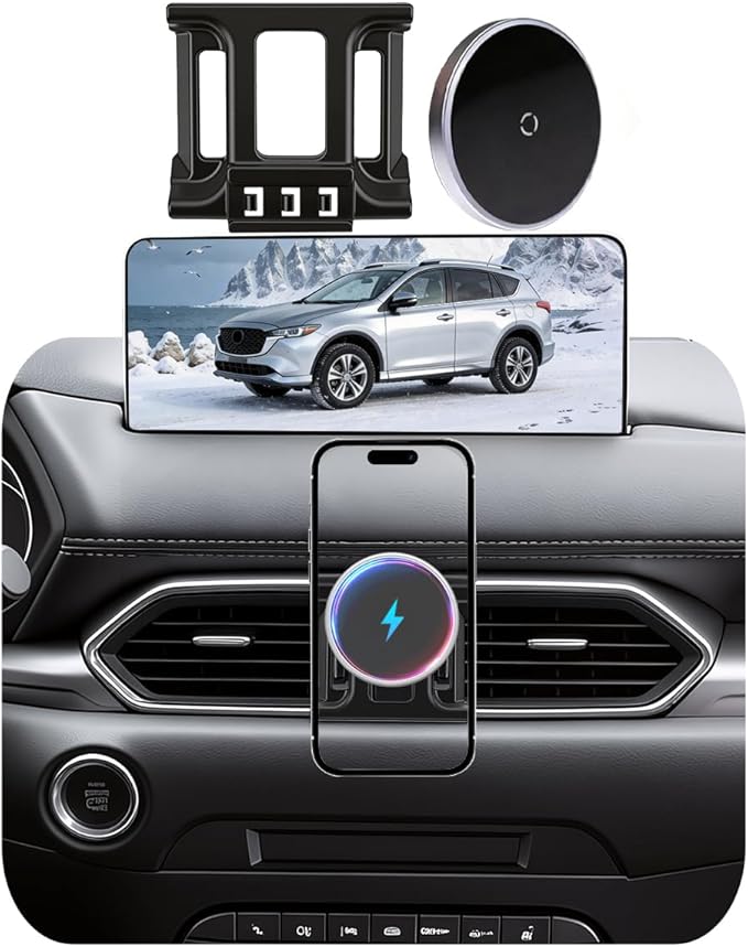 Car Mount for Mazda CX5 (2017-2025 2026) Magnetic Phone Holder Magsafe Car Mount Charger Dashboard Phone Holder 15W Wireless Fast Charging Cell Phone Automobile Chargers CX-5 Accessories