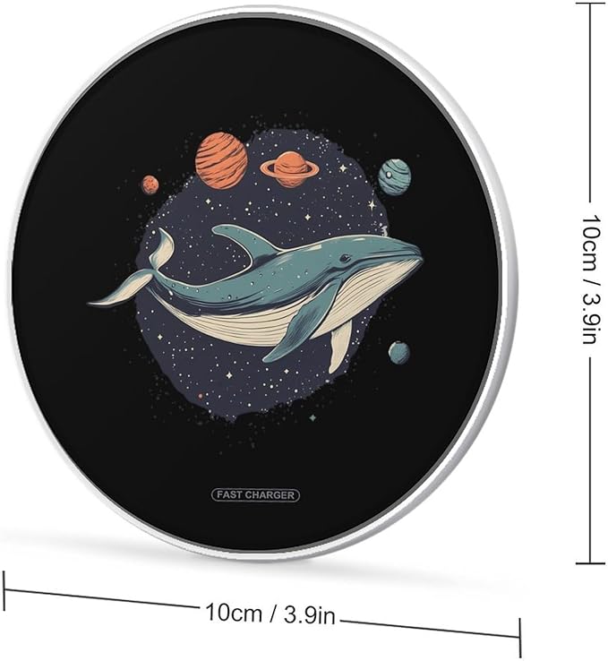 Blue Whale Spaces-Planets Wireless Charger Anti-Slip Wireless Charging Pad Slim Charger Mat for Men Women