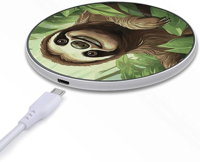Sloths Background Wireless Charger Fast Wireless Charging Pad with USB Cable 10W Anti-Slip Magnetic Wireless Charger Portable Slim Charger Puck Travel Charging Station
