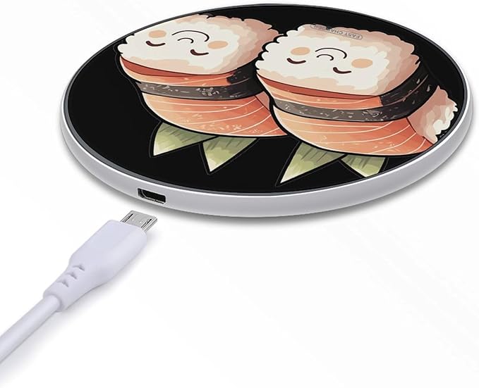 Nori Sushi with Salmon Fish Phone Charger Magnetic Charging Pad Anti-Slip with USB Cable