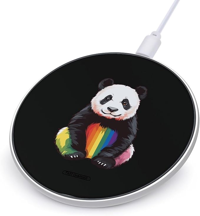 Rainbow Panda Wireless Charger Anti-Slip Wireless Charging Pad Slim Charger Mat for Men Women