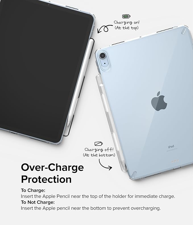 Ringke Fusion Compatible with iPad Air 11 Inch Case (M4 2026 &amp M3 2025 &amp M2 2024) Over Charge Prevention Cover with Pencil Holder for iPad Air 8th 7th 6th 5th 4th Generation - Clear