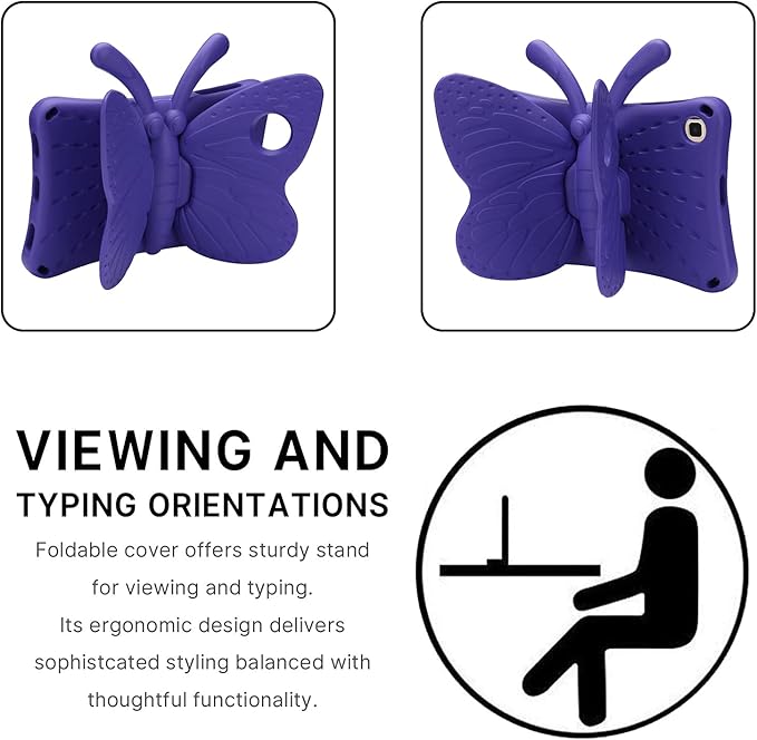 JGY Fire HD 10 Kids Tablet 10.1 11th Gen Pretty Butterfly Case for Kids Girl EVA Foam Full Cover Sturdy Fire HD 10 Case with Stand Pencil Holder Shockproof Rugged Case for Fire HD 10 Tablet(Purple)