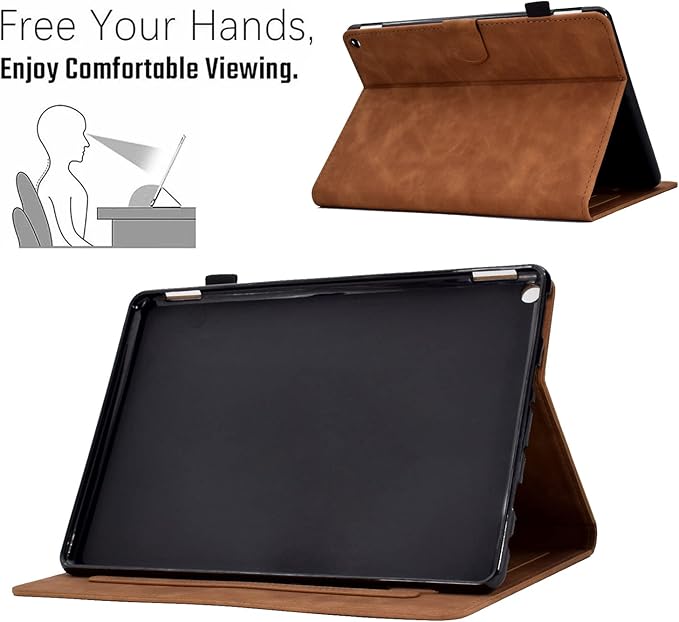 Folio Case for Amazon Kindle Fire HD 8/Fire HD 8 Plus (12th/10th Generation 2024/2022/2020) 8 with Stand/Pencil Holder [Auto Sleep/Wake] Embossed PU Leather Smart Cover Brown Butterfly Flower
