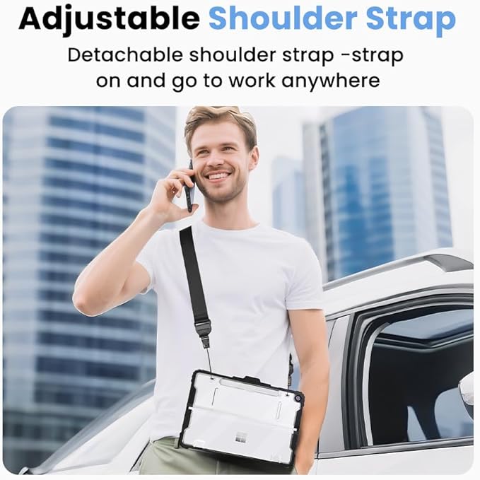 Omnpak Case for Microsoft Surface Pro 12 2025 Rugged Protective Cover with Pen Holder Removable Hand Strap &amp Shoulder Strap Multiple Angle Viewing