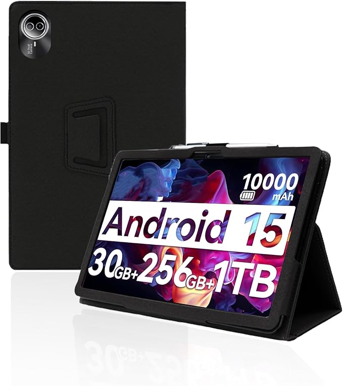 for Urao G140L 2025 14 Inch Android Tablet CaseBOVUGAC Folding Stand Protective Cover with Pencil Holder and Wrist StrapFull Protection Premium PUScratch Resistant(Black)