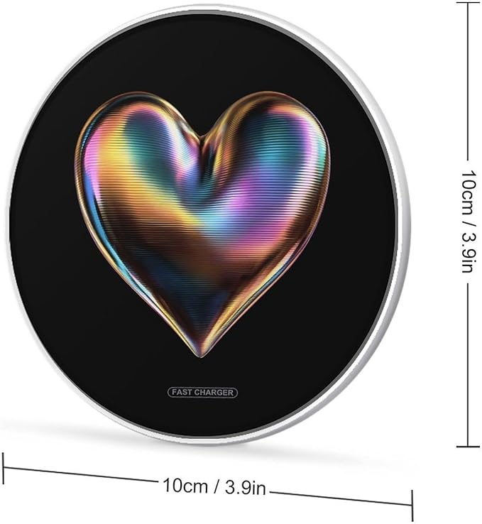 Rainbow Funny Heart Fast Portable Charger 10W Funny Graphic Phone Charging Pad with USB Cable