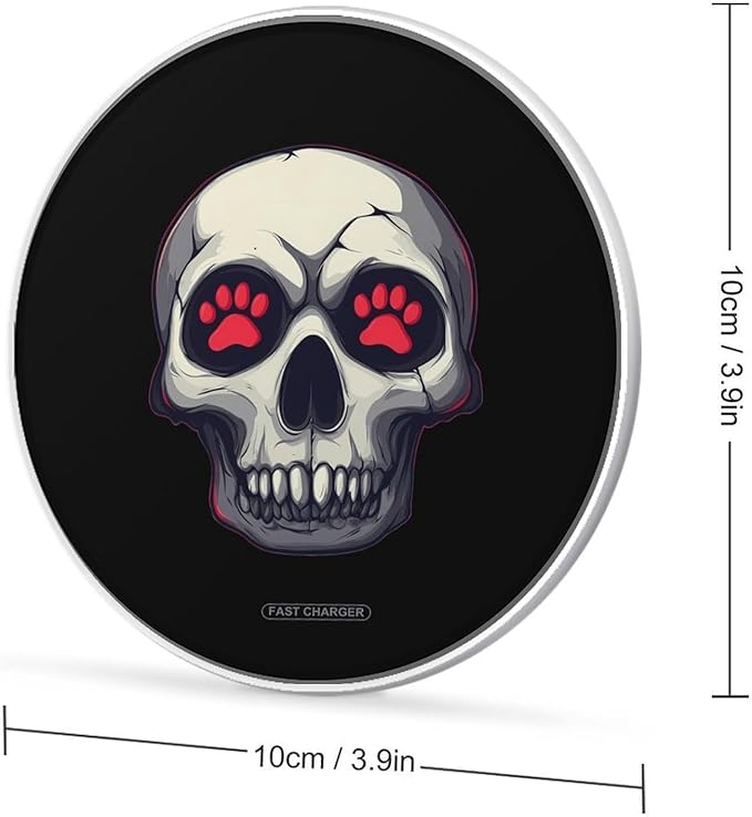 Skull Paw Print Wireless Charger Anti-Slip Wireless Charging Pad Slim Charger Mat for Men Women