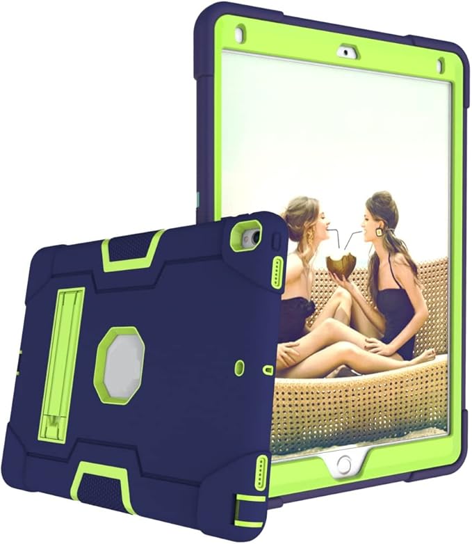 Jaorty 3 in 1 Hybrid Case for iPad Air 3 10.5 &amp iPad Pro 10.5 - Heavy Duty Rugged Stand Shockproof Anti-Slip Anti-Scratch Blue/Yellow Green