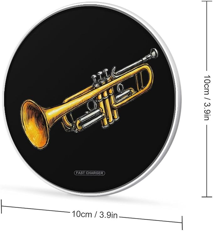 Trumpet Mnusic Instrument Fast Portable Charger 10W Funny Graphic Phone Charging Pad with USB Cable