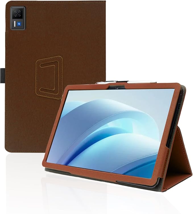 for DOOGEE U13 2025 13 Inch Android Tablet CaseBOVUGAC Folding Stand Protective Cover with Pencil Holder and Wrist StrapFull Protection Premium PUScratch Resistant(Brown)