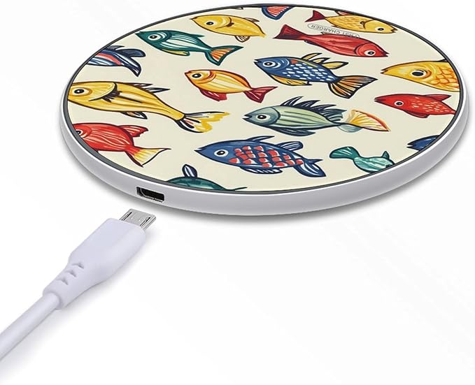 Japanese Colorful Fish Phone Charger Magnetic Charging Pad Anti-Slip with USB Cable
