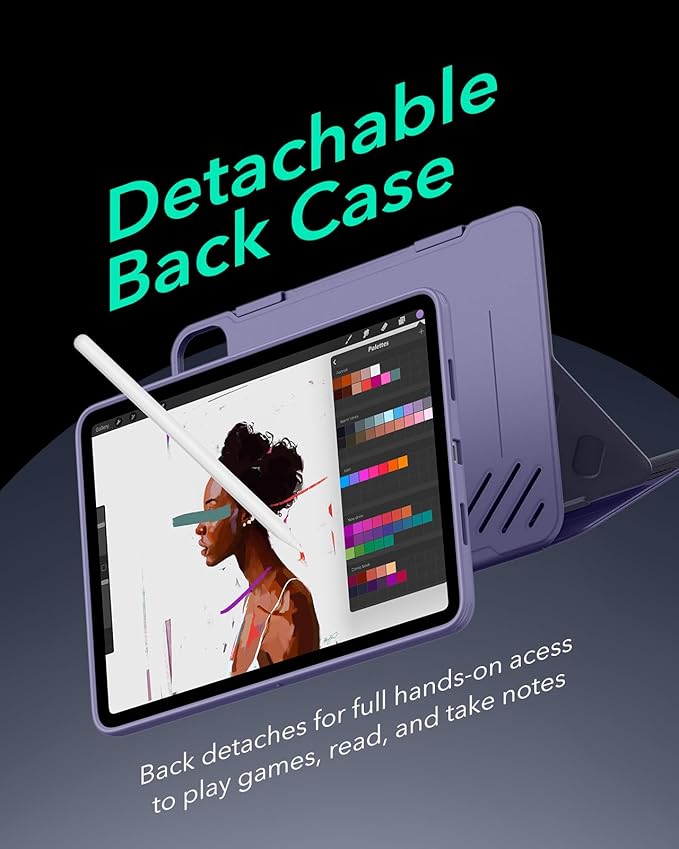 ESR for iPad Pro 13 Inch Case (M5/M4) 2025/2024 Rotating Case with Removable Magnetic Cover Adjustable Portrait/Landscape Stand 9 Standing Angles Shift Series Purple