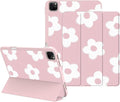 Case for iPad Pro 12.9 inch 6th/5th/4th Generation (2022/2021/2020) Slim Protective Cute Trifold Kickstand Case with Pencil Holder Smart Auto Wake/Sleep Cover for Girls Women Flower Pink