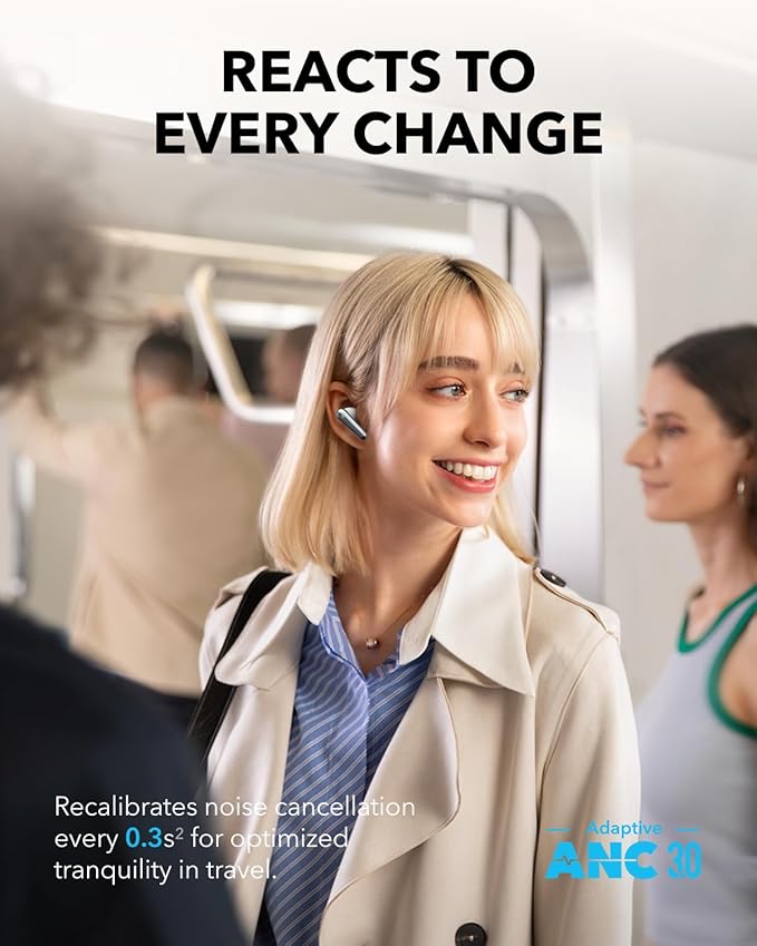 Soundcore Liberty 4 Pro by Anker Noise Cancelling Wireless Earbuds 7-Sensor and Real-Time Adaptive Noise Cancelling 2× Faster Charging Studio-Level Hi-Fi Music Clear Calls with 6 Mics and AI