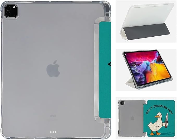 Funny Duck Case Compatible with iPad 9th 8th 7th Generation 10.9 Inch 2021/2019/2018Funny Cover with Trifold Stand + Pencil Holder for Boys GirlsiPad Pro 11inch 2024