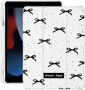 Cute Kawaii Black Bow Flower for iPad Pro 12.9 Inch Case 5th/6th Generation 2022/2021/2020 with Pencil Holder Auto Sleep/Wake Leather Soft TPU Back Cover