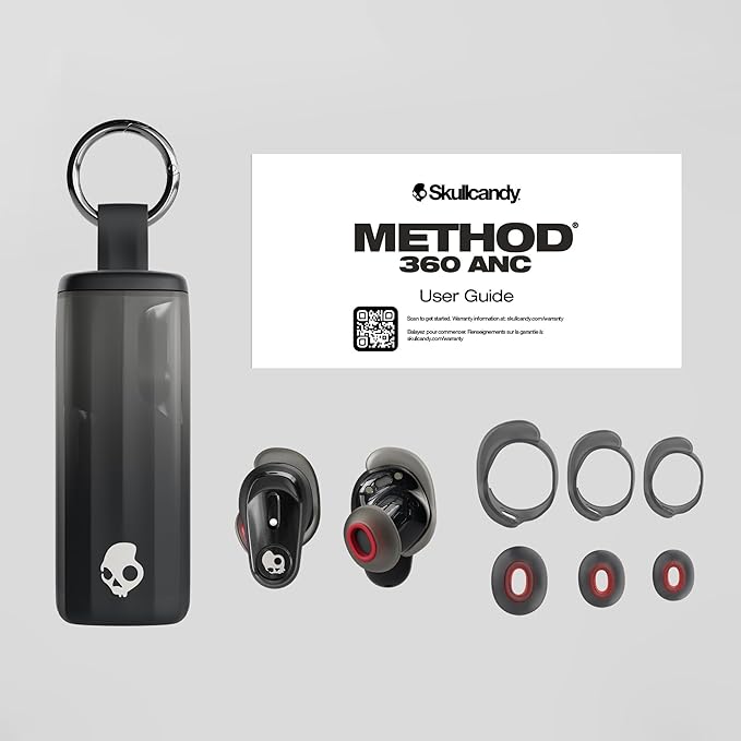 Skullcandy Method 360 ANC Wireless Earbuds Sound by Bose Bluetooth Headphones Premium Noise Cancelling Up to 40 Hrs Battery Sweat and Water Resistant Microphone for iPhone Android - True Black