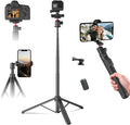 KINGJOY 66 Phone Tripod &amp Camera Selfie Stick Lightweight Travel Stand with Lockable Base 360° Ball Head Cold Shoe and Wireless Remote Expandable to 66.2 for Vlogging &amp Photography