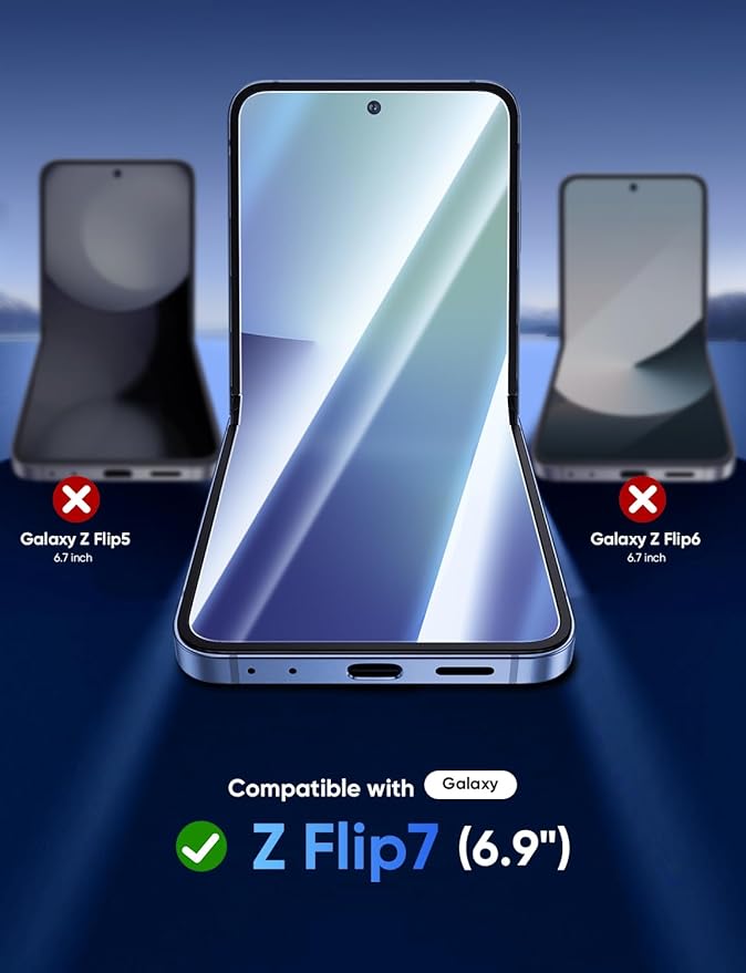 MAGIC JOHN for Samsung Galaxy Z Flip 6 Screen Protector HD Clear Flexible PET Inner Film Ultra-Thin Auto-Alignment Frame Anti-Scratch Bubble-Free Case-Friendly 2 Pack