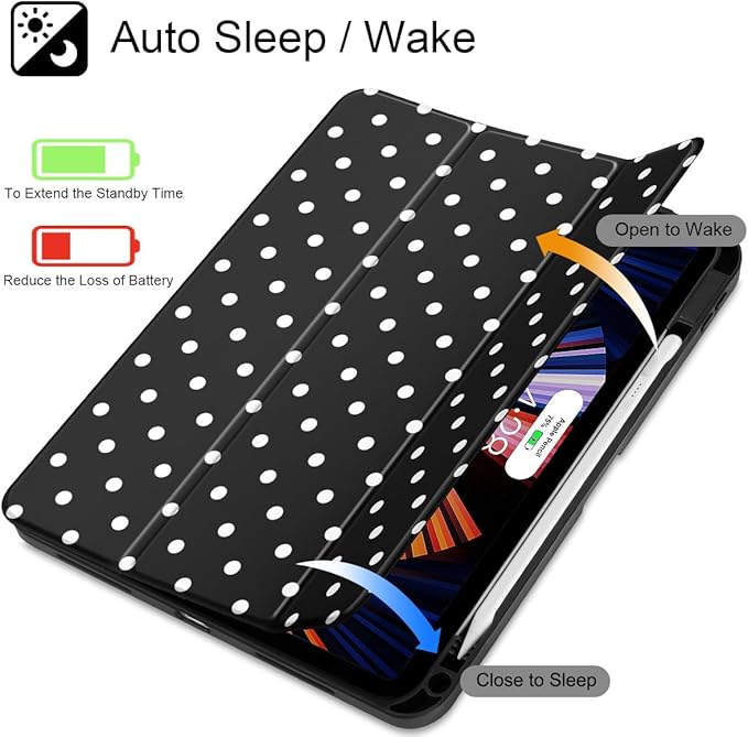 Tuiklol Case for iPad Air 11 Inch M4 2026 / Air 11 Inch M3 2025 / Air 11 Inch M2 2024 / iPad Air 10.9 Inch 2022 2020 Buit in Pencil Holder with Shockproof Cover Clear Transparent Back Spot-Black