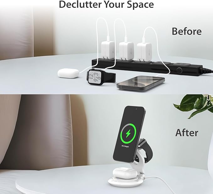 j5create Qi2 3-in-1 Magnetic Foldable Wireless Charging Station (JUPW3415)