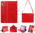 Tablet Carrying Shoulder Bag Case for Samsung Galaxy Tab S11 Ultra 14.6 Inch 2025 SM-X930 X936B PU Leather Hand Strap Crossbody Shoulder Strap Cards Holder Pocket S Pen Holder Stand CaseRed