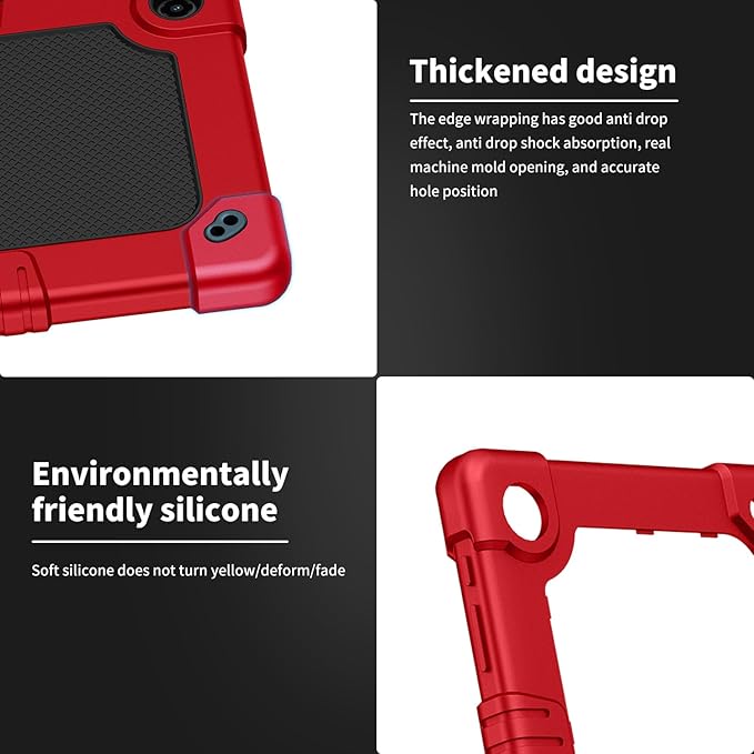 for Tmobile Revvl Tab 2 Tablet Case with 2 Pcs Screen ProtectorShockproof Kids Protective Case with Shoulder Strap Kickstand Cover for Tmobile Revvl Tab 2 Tablet 10.1 inch (Red/Black)