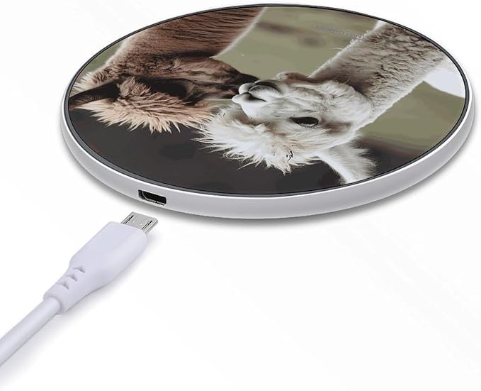 Funny Alpaca Wireless Charger Fast Wireless Charging Pad with USB Cable 10W Anti-Slip Magnetic Wireless Charger Portable Slim Charger Puck Travel Charging Station